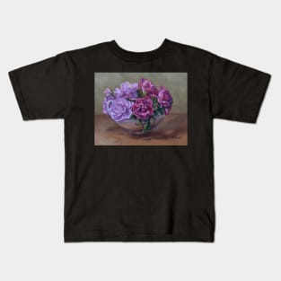 Pink Roses in Gravy Boat Still Life Kids T-Shirt